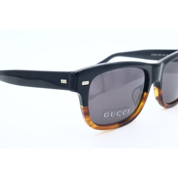 New Authentic Gucci GG 1085/F/S OHQY1 Black/Havana Square Sunglasses Gray (A) - Picture 3 of 6